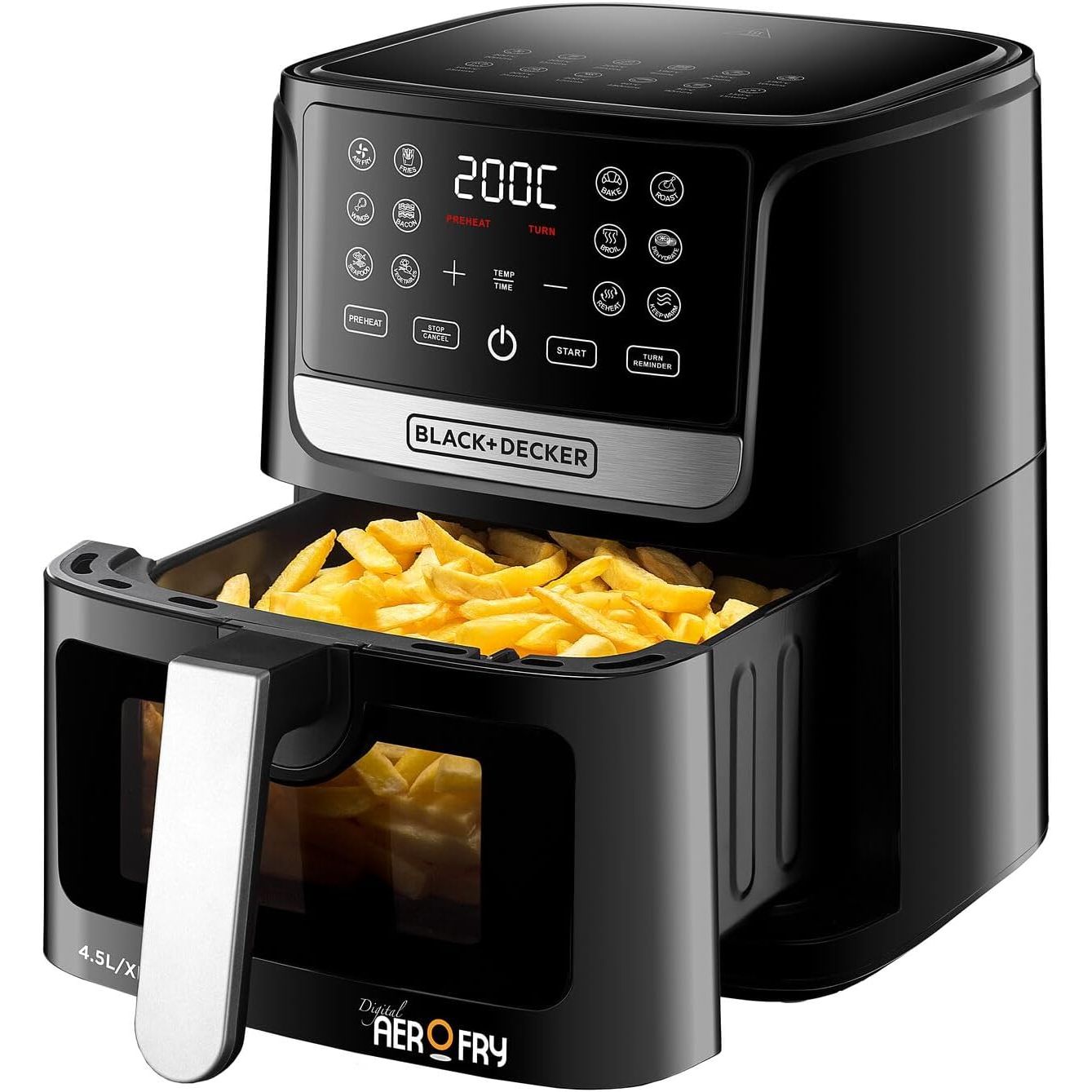 Black+Decker Digital Aerofry Air Fryer, 1500 Watt, 4.5 Liters – AF4500 Black+Decker Digital Aerofry Air Fryer, 1500 Watt, 4.5 Liters – AF4500